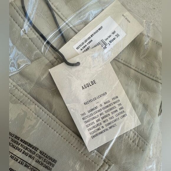 AGOLDE Recycled Leather 90's Pinch Waist in Toast Size 30 NWT - Picture 9 of 9